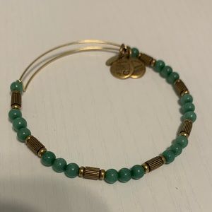Alex and Ani beaded bracelet- gold- green beads